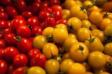 Israeli Cuisine - Tahini and date cream with sweetened cherry tomatoes (P.C - Marco Verch) 