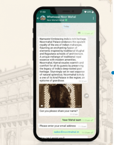 Whatsapp chatbot Noormahal Riding on new technologies Noor Mahal aims to boost guest confidence amid Covid 19 pandemic