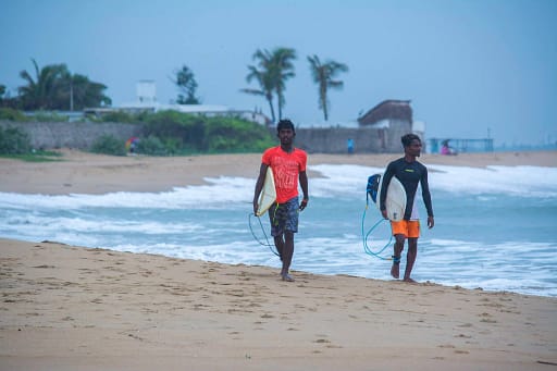 Surfing at Covelong Beach