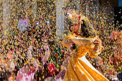 Festive Holi -  magical shower of flowers in Uttar Pradesh 