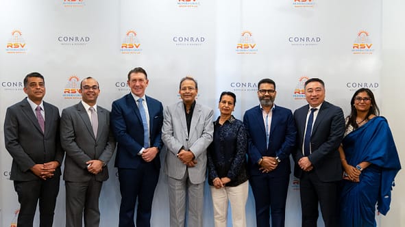 Third from the left - Alan Watts, President, Asia Pacific, Hilton and Fifth from the right - Rajendra Mundra, Managing Director, SunnyRaj Properties Pvt Ltd