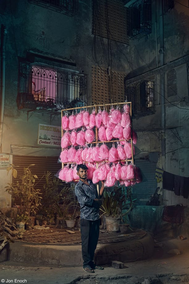 The Candy Man, by Jon Enoch, UK has been crowned Overall Winner of Pink Lady® Food Photographer of the Year 2023. The portrait captures Pappu Jaiswal, one of a number of candy-floss sellers in Mumbai, India.