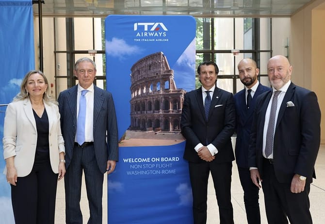 Dignitaries at the inaugural ceremony of ITA Airways Washington Dulles - Rome Fiumicino direct flight 