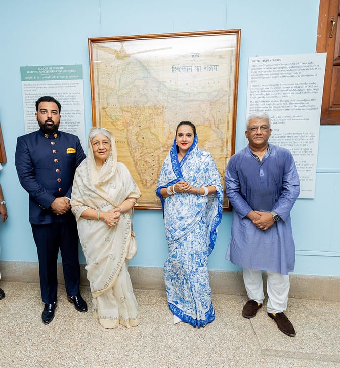 Maharaj Kumar Dr. Lakshyaraj Singh Mewar of Udaipur; Rajmata Shubhanginiraje Gaekwad of Baroda; Maharani Radhikaraje Gaekwad of Baroda and Maharaj Samarjitsinh Gaekwad of Baroda - 
Former Royals of Udaipur and Baroda inaugurated the global exhibition at Maharaja Fatesingh Museum