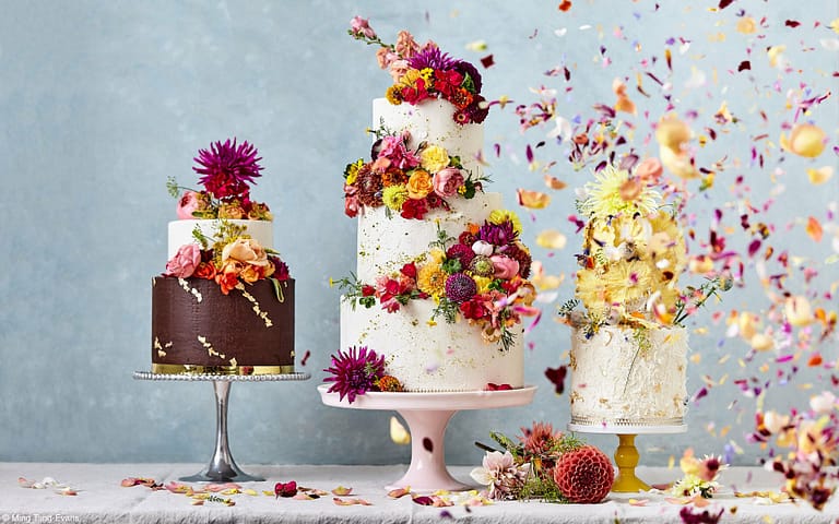 Ming Tang-Evans won the Tiptree Cake Award for ‘It's Raining Cake - Hallelujah!’, a capture bursting with colour, styled by Tarunima Sinha.